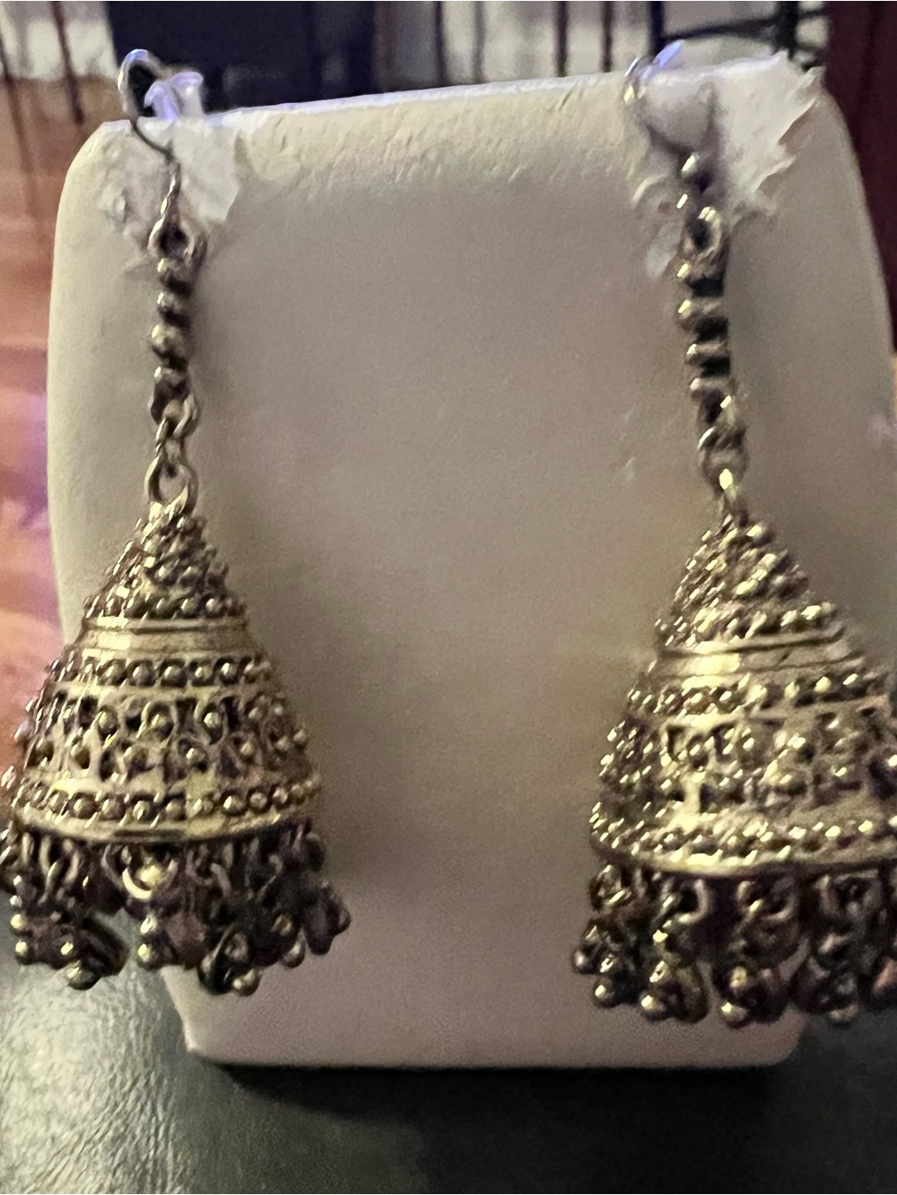 Elegant Silver-Tone Filigree Jhumka Earrings - Women Jewelry India.